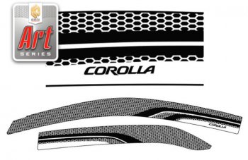 2 199 р. Дефлектора окон CA-Plastic  Toyota Corolla  E150 (2009-2013) седан рестайлинг (Серия Art черная, Без хром.молдинга, Крепление только на скотч)  с доставкой в г. Вологда. Увеличить фотографию 2