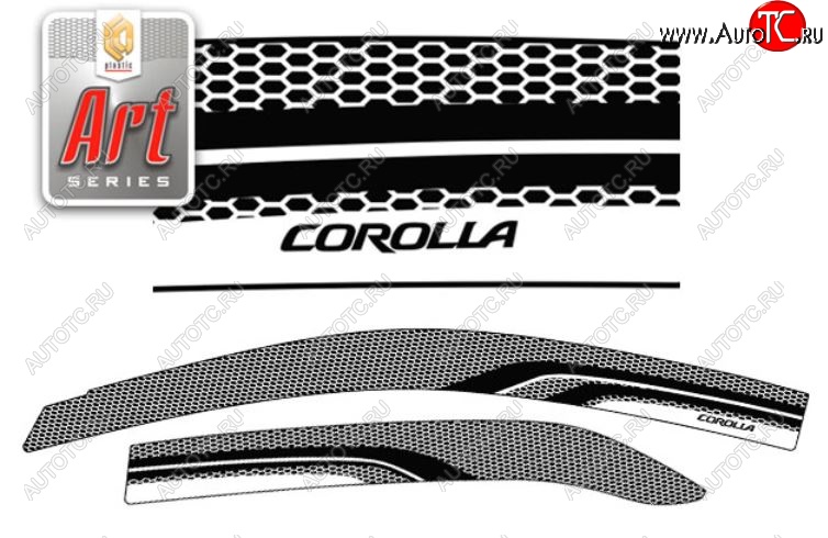 2 199 р. Дефлектора окон CA-Plastic  Toyota Corolla  E150 (2009-2013) седан рестайлинг (Серия Art графит, Без хром.молдинга, Крепление только на скотч)  с доставкой в г. Вологда