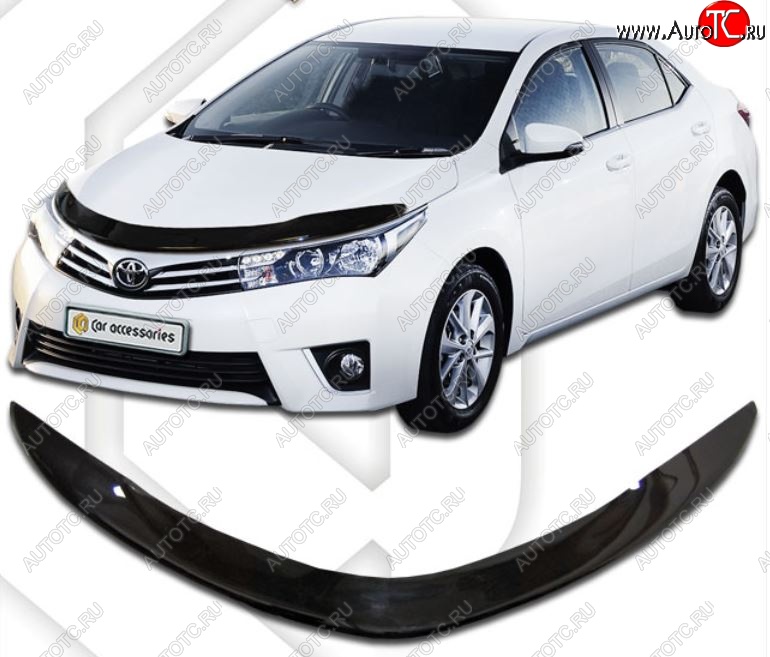 2 079 р. Дефлектор капота CA-Plastiс Toyota Corolla E180 дорестайлинг (2013-2016) (Classic черный, Без надписи)  с доставкой в г. Вологда