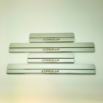 Накладки порожков салона INOX Toyota Corolla  E210 (2018-2022) седан дорестайлинг, универсал дорестайлинг, хэтчбэк 5 дв. дорестайлинг (Нержавеющая сталь)