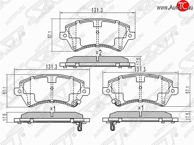939 р. Колодки тормозные (передние) SAT Toyota Corolla Fielder E120 универсал дорестайлинг (2000-2002)  с доставкой в г. Вологда