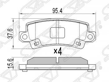 Колодки тормозные SAT (задние) Toyota Corolla Fielder  E120 (2000-2006) универсал дорестайлинг, универсал 1-ый рестайлинг, универсал 2-ой рестайлинг