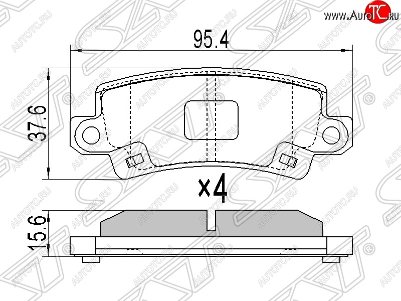 589 р. Колодки тормозные SAT (задние)  Toyota Corolla Fielder  E120 (2000-2006) универсал дорестайлинг, универсал 1-ый рестайлинг, универсал 2-ой рестайлинг  с доставкой в г. Вологда