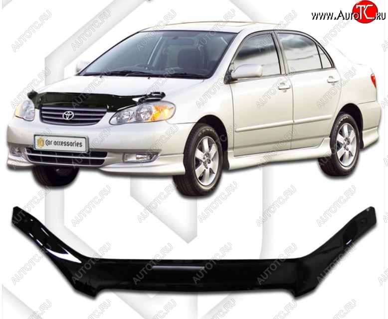1 999 р. Дефлектор капота CA-Plastiс Toyota Corolla E130 седан USA (2003-2007) (Classic черный, Без надписи)  с доставкой в г. Вологда