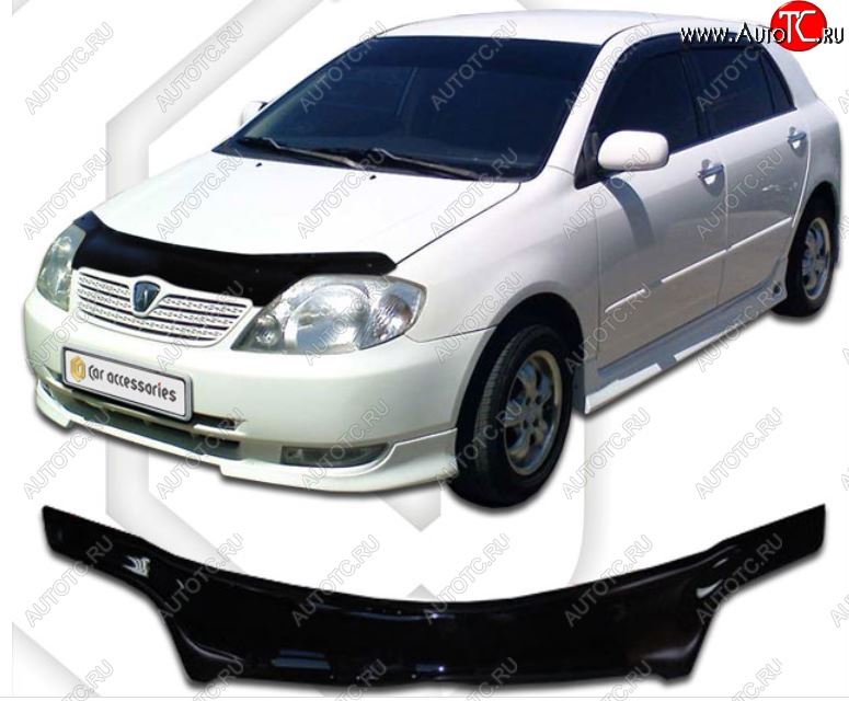 2 159 р. Дефлектор капота (E121-124 до 2002) CA-Plastiс  Toyota Corolla Runx  E120 (1999-2002) хэтчбэк 5 дв. дорестайлинг (Classic черный, Без надписи)  с доставкой в г. Вологда