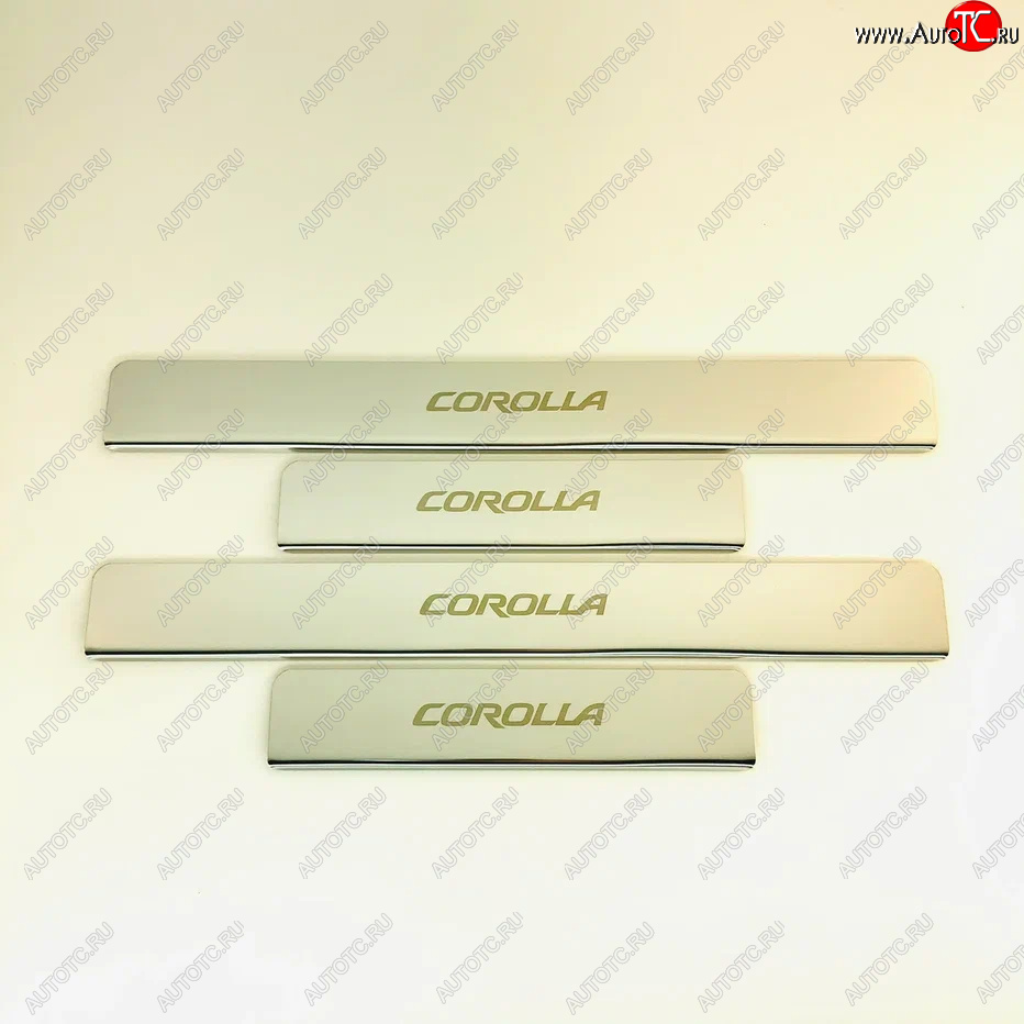 2 179 р. Накладки порожков салона INOX  Toyota Corolla  E170 (2012-2019) дорестайлинг, рестайлинг (Нержавеющая сталь)  с доставкой в г. Вологда