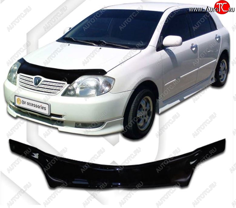 2 159 р. Дефлектор капота CA-Plastiс Toyota Allex E12# рестайлинг (2002-2004) (Classic черный, Без надписи)  с доставкой в г. Вологда