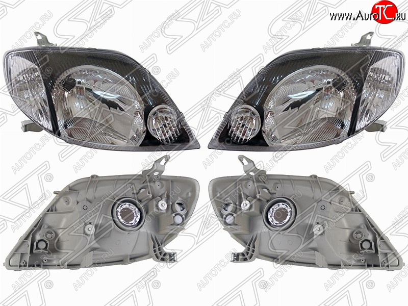 7 899 р. Фара передняя SAT (комплект, черные)  Toyota Corolla  E120 - Corolla Fielder  E120  с доставкой в г. Вологда