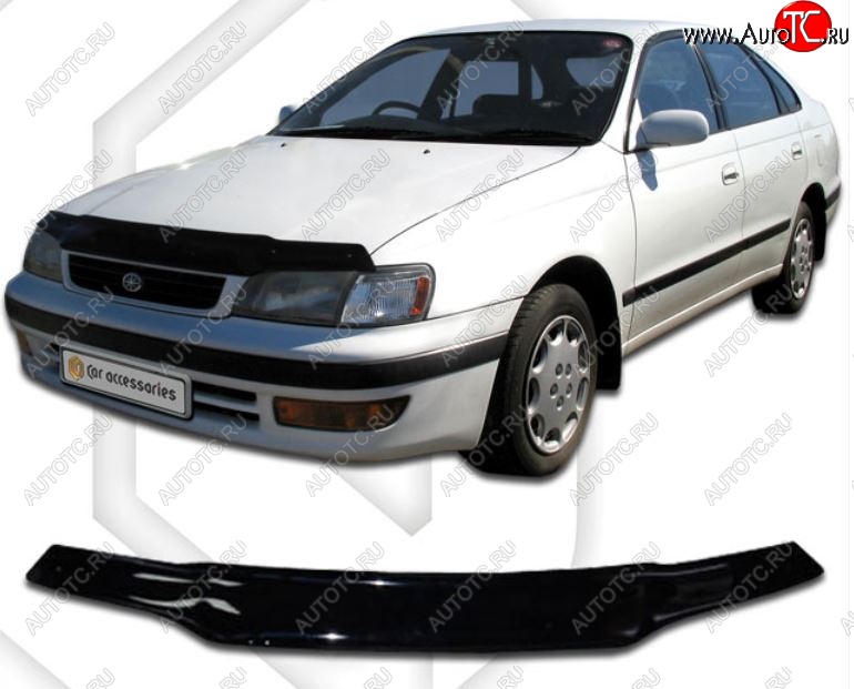 1 899 р. Дефлектор капота CA-Plastiс  Toyota Corona  T190 (1992-1994) седан дорестайлинг (Classic черный, Без надписи)  с доставкой в г. Вологда