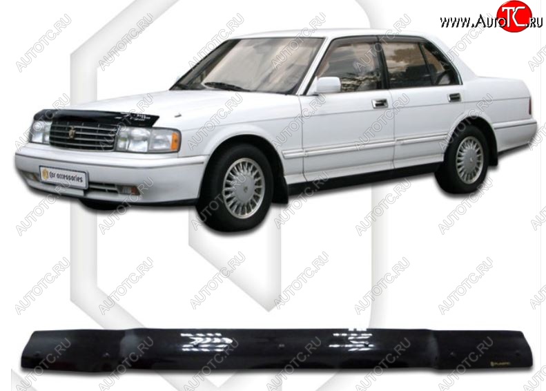 1 899 р. Дефлектор капота CA-Plastiс  Toyota Crown  S130 (1991-1999) седан 2-ой рестайлинг (Classic черный, Без надписи)  с доставкой в г. Вологда