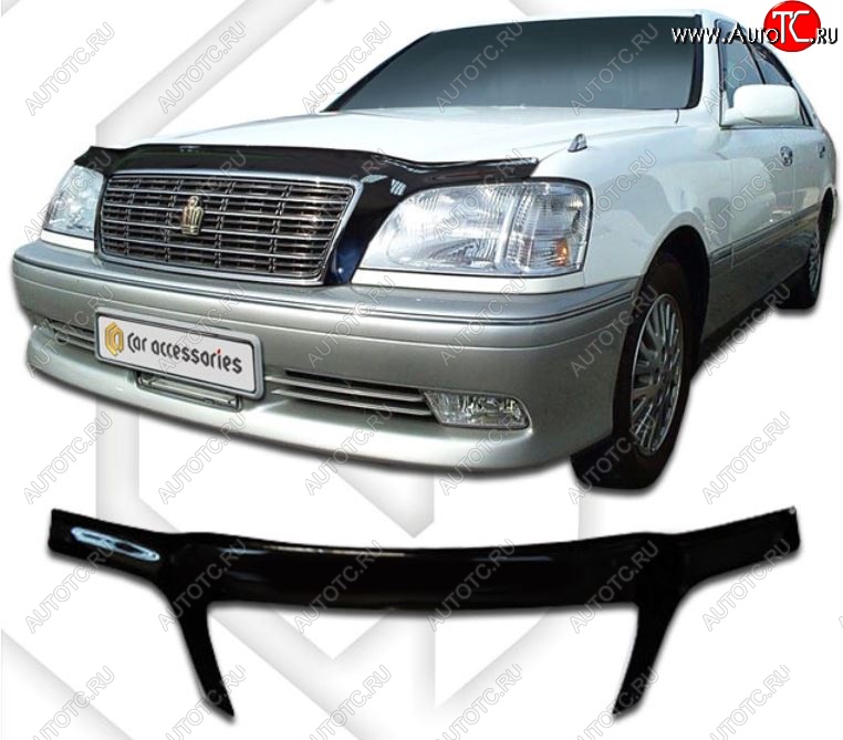 2 599 р. Дефлектор капота CA-Plastiс exclusive  Toyota Crown  S170 (1999-2003) седан (серия Classic черный, Без надписи)  с доставкой в г. Вологда