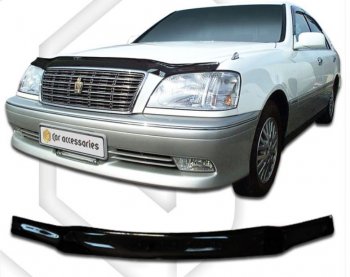 1 899 р. Дефлектор капота CA-Plastiс  Toyota Crown  S170 (1999-2003) седан (серия Classic черный, Без надписи)  с доставкой в г. Вологда. Увеличить фотографию 2
