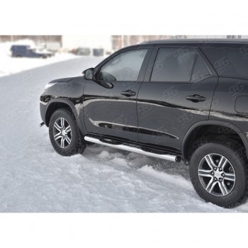 22 549 р. Пороги труба d76 с накладкой (v2) SLITKOFF Toyota Fortuner AN160 рестайлинг (2020-2025)  с доставкой в г. Вологда. Увеличить фотографию 2