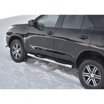 22 549 р. Пороги труба d76 с накладкой (v2) SLITKOFF Toyota Fortuner AN160 рестайлинг (2020-2025)  с доставкой в г. Вологда. Увеличить фотографию 3