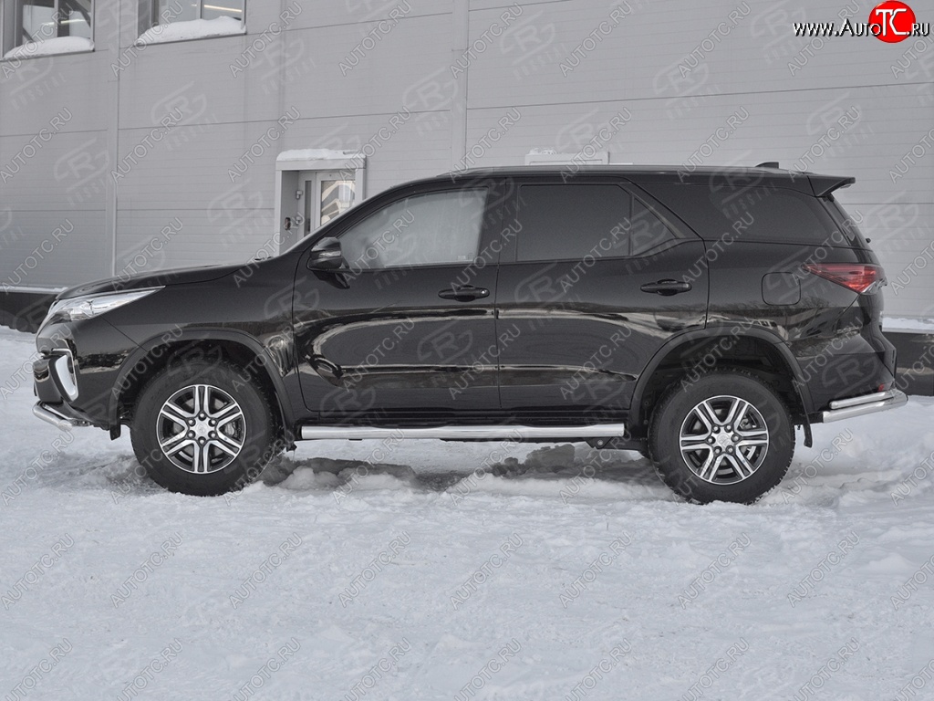 22 549 р. Пороги труба d76 с накладкой (v2) SLITKOFF Toyota Fortuner AN160 рестайлинг (2020-2025)  с доставкой в г. Вологда