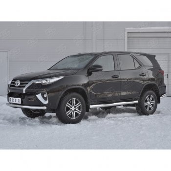 17 699 р. Защита переднего бампера (Ø63 мм, нержавейка) SLITKOFF Toyota Fortuner AN160 дорестайлинг (2015-2020)  с доставкой в г. Вологда. Увеличить фотографию 2