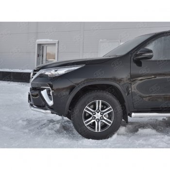 17 699 р. Защита переднего бампера (Ø63 мм, нержавейка) SLITKOFF Toyota Fortuner AN160 дорестайлинг (2015-2020)  с доставкой в г. Вологда. Увеличить фотографию 3
