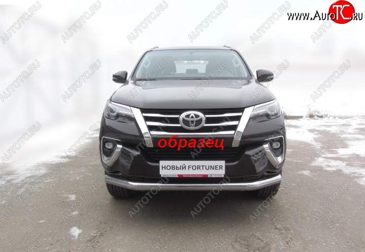 13 449 р. Защита переднего бампер Slitkoff Toyota Fortuner AN160 дорестайлинг (2015-2020) (Цвет: серебристый)  с доставкой в г. Вологда