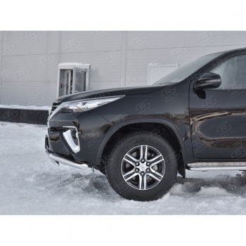 19 899 р. Защита переднего бампера (2 трубы Ø63 и 75х42 мм, нержавейка) Russtal Toyota Fortuner AN160 дорестайлинг (2015-2020)  с доставкой в г. Вологда. Увеличить фотографию 4