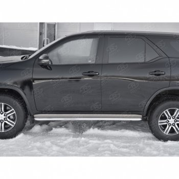 22 999 р. Широкая защита порогов с трубой диаметром 42 мм SLITKOFF v2 Toyota Fortuner AN160 дорестайлинг (2015-2020)  с доставкой в г. Вологда. Увеличить фотографию 3