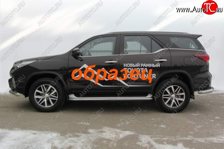 10 999 р. Защита порогов (Ø42 мм, с полимерным покрытием) Slitkoff Toyota Fortuner AN160 рестайлинг (2020-2025) (Цвет: серебристый)  с доставкой в г. Вологда
