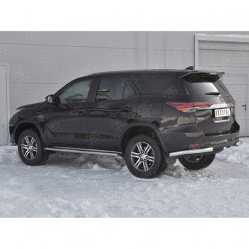 17 499 р. Защита заднего бампера (Ø63 мм уголки, нержавейка) SLITKOFF Toyota Fortuner AN160 дорестайлинг (2015-2020)  с доставкой в г. Вологда. Увеличить фотографию 2
