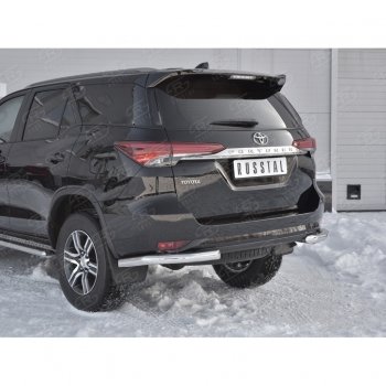 17 499 р. Защита заднего бампера (Ø63 мм уголки, нержавейка) SLITKOFF Toyota Fortuner AN160 дорестайлинг (2015-2020)  с доставкой в г. Вологда. Увеличить фотографию 4