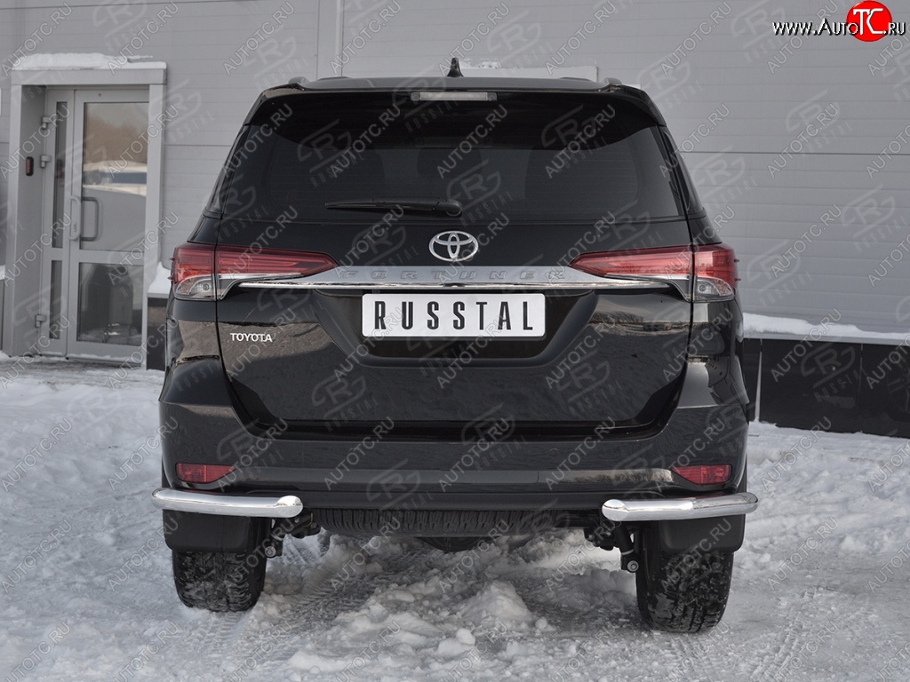 17 499 р. Защита заднего бампера (Ø63 мм уголки, нержавейка) SLITKOFF Toyota Fortuner AN160 дорестайлинг (2015-2020)  с доставкой в г. Вологда