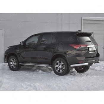 27 499 р. Защита заднего бампера (Ø76 мм уголки, нержавейка) SLITKOFF Toyota Fortuner AN160 дорестайлинг (2015-2020)  с доставкой в г. Вологда. Увеличить фотографию 2