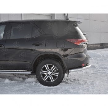 27 499 р. Защита заднего бампера (Ø76 мм уголки, нержавейка) SLITKOFF Toyota Fortuner AN160 дорестайлинг (2015-2020)  с доставкой в г. Вологда. Увеличить фотографию 3