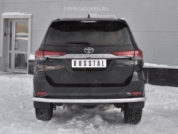 17 699 р. Защита заднего бампера (Ø63 мм, нержавейка) SLITKOFF Toyota Fortuner AN160 дорестайлинг (2015-2020)  с доставкой в г. Вологда. Увеличить фотографию 2