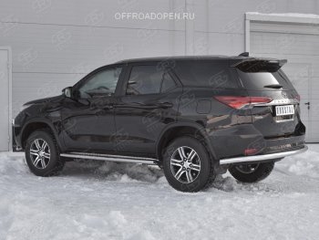 17 699 р. Защита заднего бампера (Ø63 мм, нержавейка) SLITKOFF Toyota Fortuner AN160 дорестайлинг (2015-2020)  с доставкой в г. Вологда. Увеличить фотографию 3