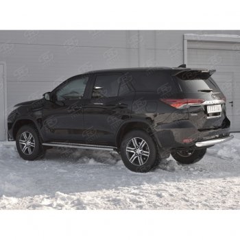 17 999 р. Защита заднего бампера (Ø63 мм короткая, нержавейка) SLITKOFF Toyota Fortuner AN160 дорестайлинг (2015-2020)  с доставкой в г. Вологда. Увеличить фотографию 2