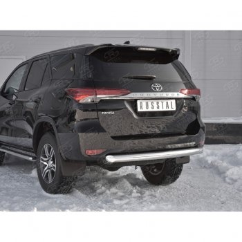 17 999 р. Защита заднего бампера (Ø63 мм короткая, нержавейка) SLITKOFF Toyota Fortuner AN160 дорестайлинг (2015-2020)  с доставкой в г. Вологда. Увеличить фотографию 4