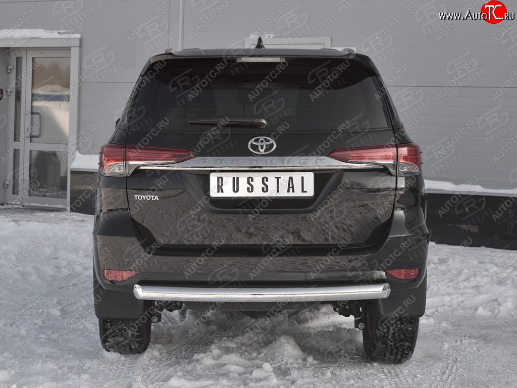 17 999 р. Защита заднего бампера (Ø63 мм короткая, нержавейка) SLITKOFF Toyota Fortuner AN160 дорестайлинг (2015-2020)  с доставкой в г. Вологда