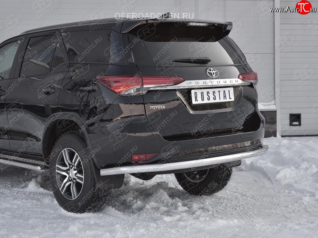 17 699 р. Защита заднего бампера (Ø63 мм, нержавейка) SLITKOFF Toyota Fortuner AN160 дорестайлинг (2015-2020)  с доставкой в г. Вологда
