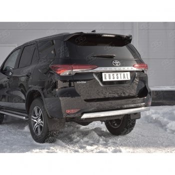 13 699 р. Защита заднего бампера (Ø75х42 мм, нержавейка) Russtal Toyota Fortuner AN160 дорестайлинг (2015-2020)  с доставкой в г. Вологда. Увеличить фотографию 4