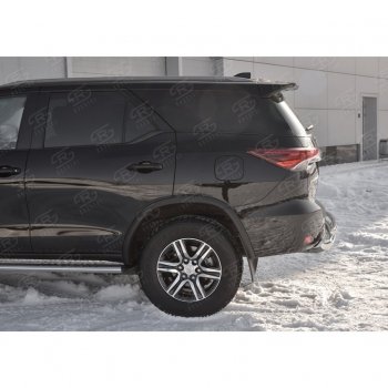 22 499 р. Защита заднего бампера (2 трубы Ø76х42 мм, нержавейка) SLITKOFF Toyota Fortuner AN160 дорестайлинг (2015-2020)  с доставкой в г. Вологда. Увеличить фотографию 3