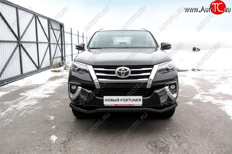 11 849 р. Защита переднего бампера Slitkoff (Ø 57 мм, волна). Toyota Fortuner AN160 дорестайлинг (2015-2020) (Сталь с полимерным покрытием. Цвет: черный)  с доставкой в г. Вологда