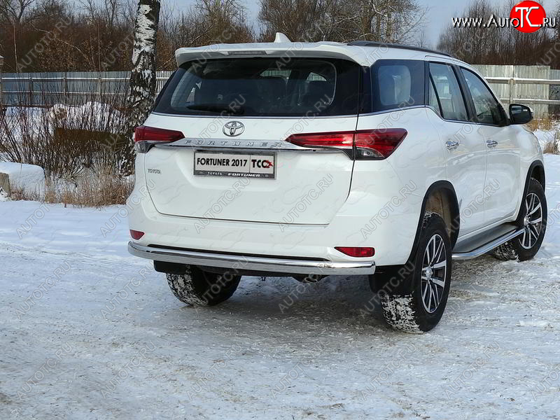 23 899 р. Защита заднего бампера (овальная) ТСС(нержавейка d 75х42 мм) Toyota Fortuner AN160 дорестайлинг (2015-2020)  с доставкой в г. Вологда