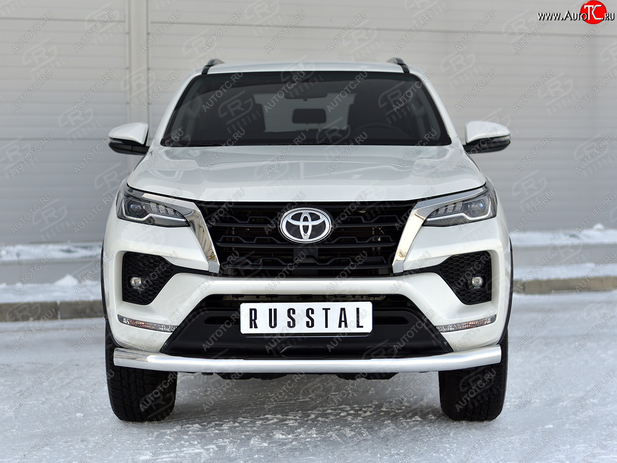 20 949 р. Защита переднего бампера (Ø76 мм, нержавейка) SLITKOFF Toyota Fortuner AN160 рестайлинг (2020-2025)  с доставкой в г. Вологда
