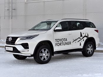 19 799 р. Защита переднего бампера (Ø63 мм, нержавейка) SLITKOFF Toyota Fortuner AN160 рестайлинг (2020-2025)  с доставкой в г. Вологда. Увеличить фотографию 3