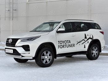 22 999 р. Защита переднего бампера (2 трубы Ø63 и 42 мм, нержавейка) SLITKOFF Toyota Fortuner AN160 рестайлинг (2020-2025)  с доставкой в г. Вологда. Увеличить фотографию 2