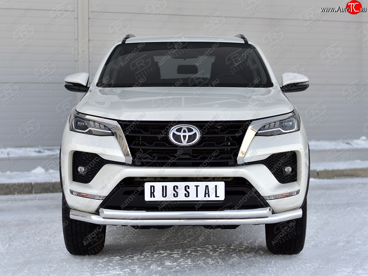26 549 р. Защита переднего бампера (2 трубы Ø63, нержавейка) SLITKOFF Toyota Fortuner AN160 рестайлинг (2020-2025)  с доставкой в г. Вологда