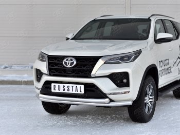 26 549 р. Защита переднего бампера (2 трубы Ø63, нержавейка) SLITKOFF Toyota Fortuner AN160 рестайлинг (2020-2025)  с доставкой в г. Вологда. Увеличить фотографию 2