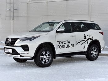 26 549 р. Защита переднего бампера (2 трубы Ø63, нержавейка) SLITKOFF Toyota Fortuner AN160 рестайлинг (2020-2025)  с доставкой в г. Вологда. Увеличить фотографию 3