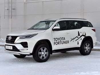 19 799 р. Защита переднего бампера (2 трубы Ø63 и 75х42 мм, нержавейка) Russtal Toyota Fortuner AN160 рестайлинг (2020-2025)  с доставкой в г. Вологда. Увеличить фотографию 4