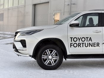 19 799 р. Защита переднего бампера (2 трубы Ø63 и 75х42 мм, нержавейка) Russtal Toyota Fortuner AN160 рестайлинг (2020-2025)  с доставкой в г. Вологда. Увеличить фотографию 3