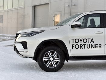 14 499 р. Защита переднего бампера (Ø75х42 мм, нержавейка) Russtal Toyota Fortuner AN160 рестайлинг (2020-2025)  с доставкой в г. Вологда. Увеличить фотографию 4