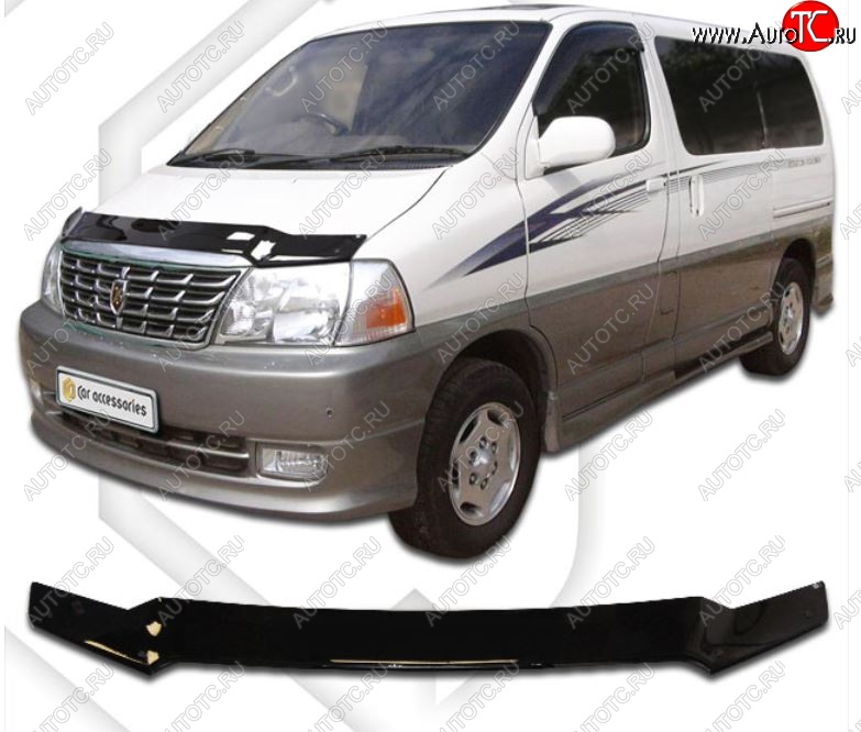 1 999 р. Дефлектор капота CA-Plastic Toyota Hiace Grand (1999-2002) (Classic черный, Без надписи)  с доставкой в г. Вологда